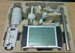 Boxed weather station showing components